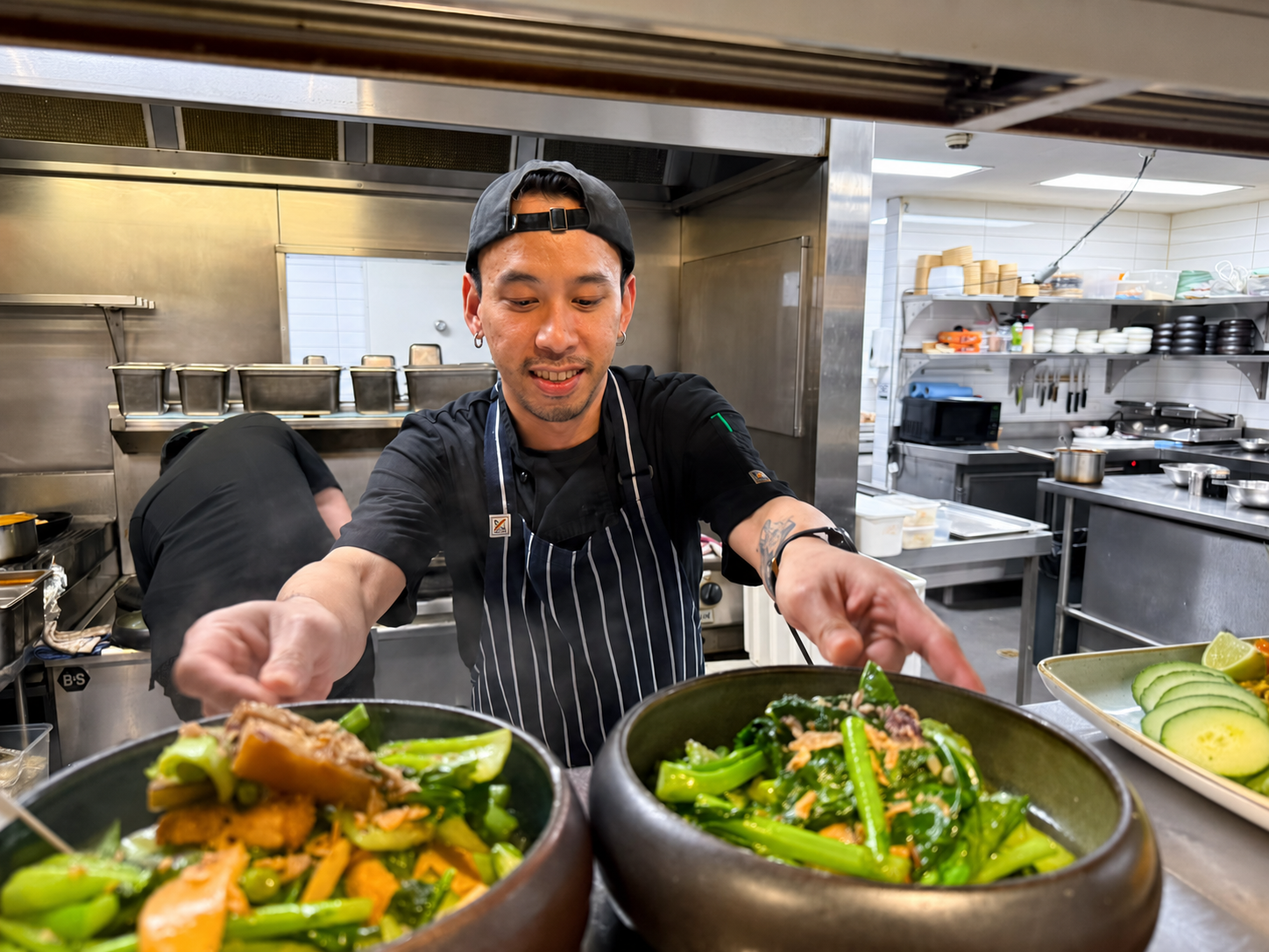 BangPop team members working together in the restaurant
