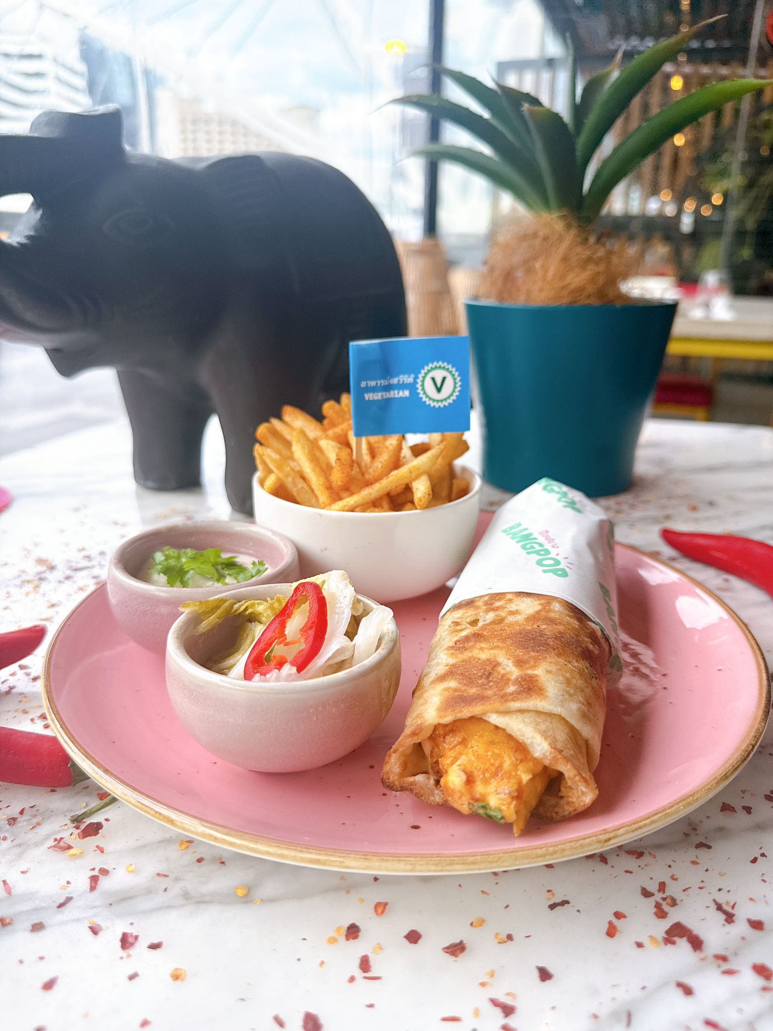 Crispy Corn Fritters Roti Wrap at BangPop