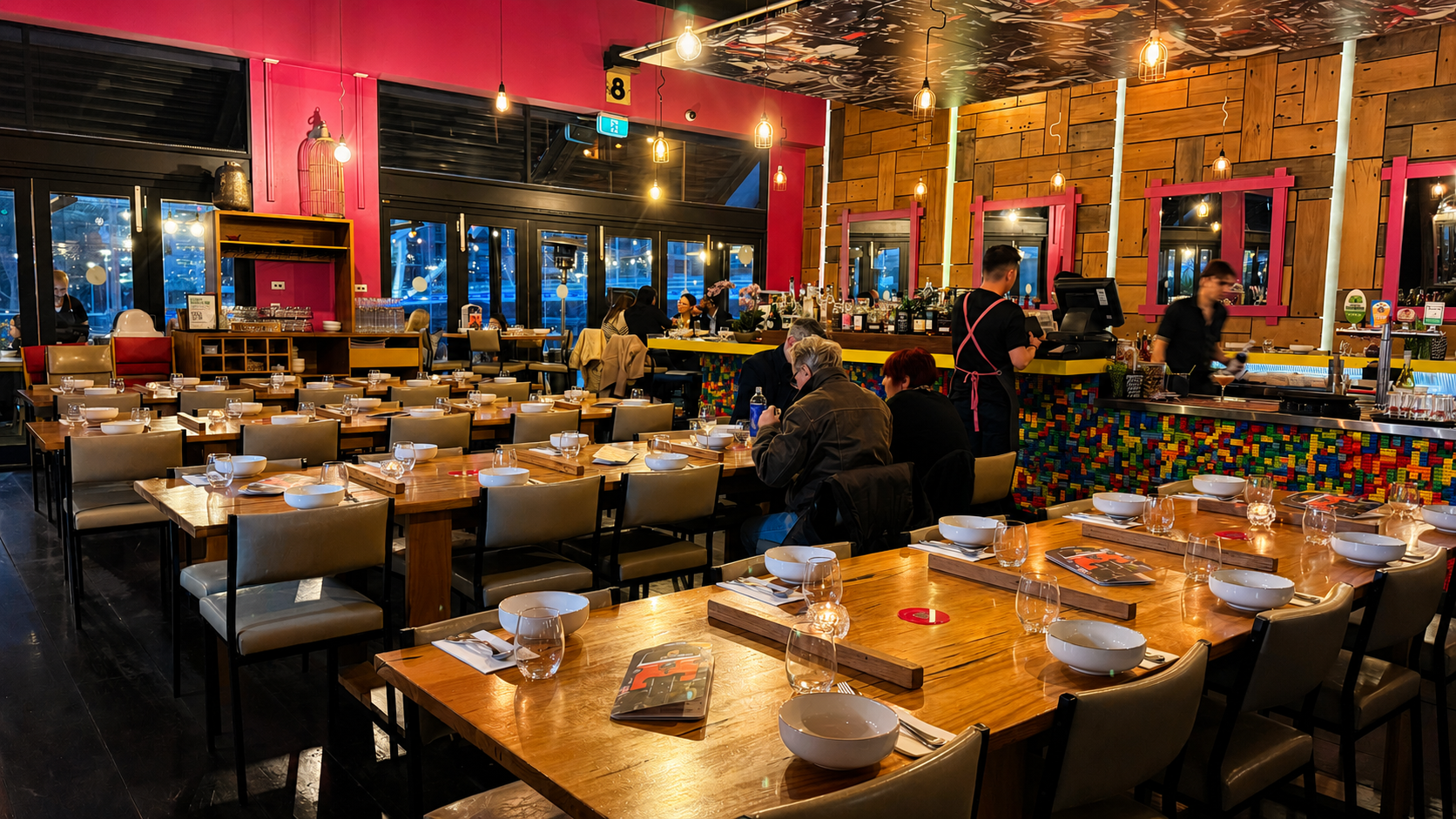 Dining tables inside BangPop restaurant