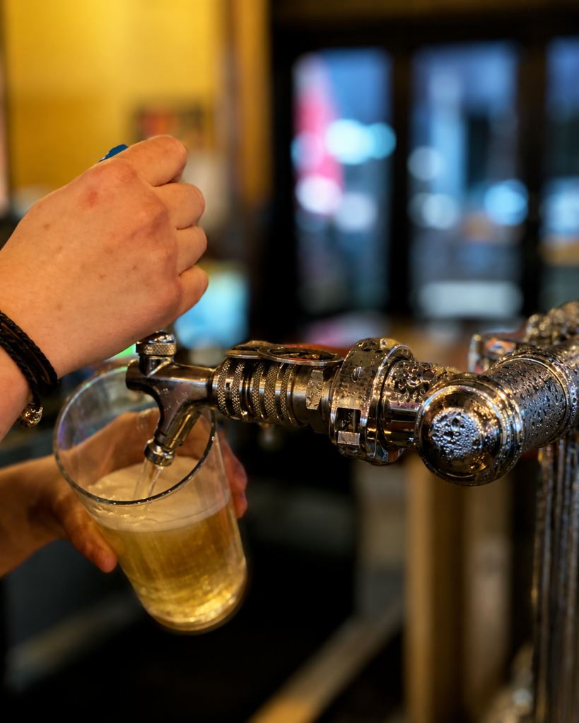 Beer being poured from BangPop's taps