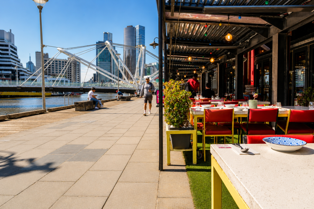BangPop's open riverside terrace beside the Yarra River